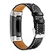 bayite Leather Bands Compatible Fitbit Charge 3 & Charge 3 SE, Genuine Leather Band Replacement Accessories Strap Charge3 Women, Black