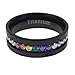 FlameReflection 6mm Black Titanium Gay Lesbian Engagement Ring Wedding Band Rainbow CZ Eternity Band Size 5-13 SPJ