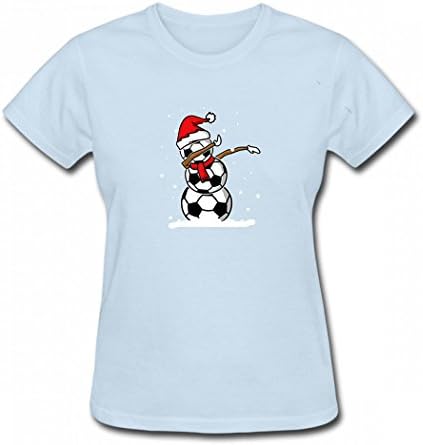 LNZUYD Dabbing Snowman Soccer Christmas Fashionale Tshirt Printed Cotton T Shirts Tops Logo Tee Sky Blues