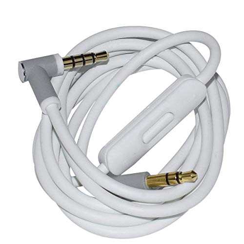 Solo Replacement 3.5mm Audio Cable Cord Wire with in-line Remote Microphone for Beats by Dr Dre Headphones Solo/Studio/Pro/Detox/Wireless/Mixr/Executive/Pill Suppot iOS System (White)
