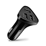 Car Charger, Ugreen 3-Port USB 5.8A Smart Port Portable Travel Car Charger for Smartphones and Tablets (Black)