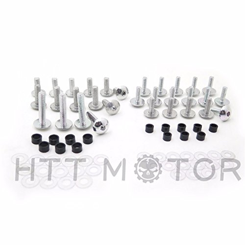 XKMT GROUP Motorcycle Silver Normal Round Fairing Bolts Screw Kit For 2000 2001 2002 2003 Suzuki GSXR 750/ 2001 2002 GSX-R 1000