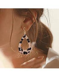 JOERICA 8-12 pares de pendientes de piel para mujeres y niñas, diseño de lágrima, pendientes colgantes de lágrima de pétalos ligeros, juego de pendientes de leopardo