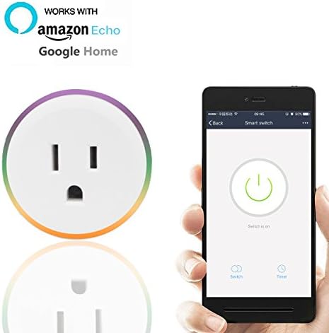 Smart Plug LED Compatible with Amazon Alexa - Knaclean Mini Wi-Fi Socket Night Light Outlet Remote Control with Timing Function&amp; Dimmable Colorful LED Plug-In Sensor Light Work with Google Home