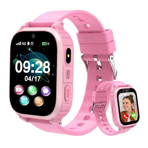 Smart Watch Child 4G, Smartwatch Girls GPS and Calls, SOS/WiFi Locator/Video/Voice Chat, Class Mode, Calculator, Alarm Clock, IP68 GPS Watch Boys Girls Children's Christmas Birthday Gift