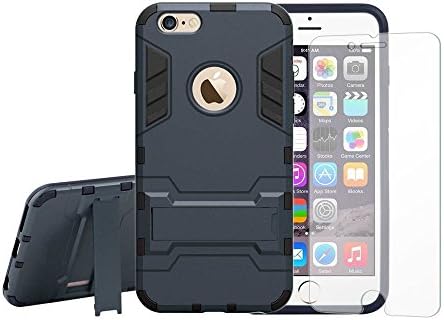 iPhone 6s Case withBonus Tempered Glass Screen Protector AMBezos Ultra Slim Armor Case for iPhone 6s and 6 [Shockproof Case] Includes Tempered Glass Screen Protector (Black)