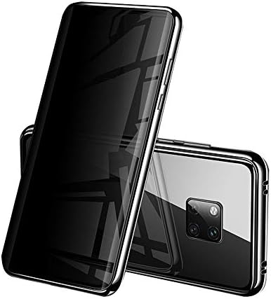 Orgstyle Case for Huawei Mate 20 Pro, Anti-Peep Magnetic Adsorption Case Double Sided Glass Pravicy Protection Metal Bumper Case Shockproof 360 Clear Anti-Peeping Case, Anti Spy-Black