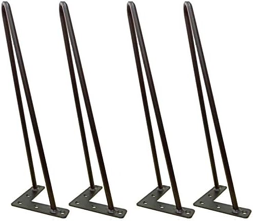 Coffee Table Legs 16 Inch 2 Prong 10mm Steel Metal Hairpin Leg for Furniture Dinning Table Desk Chair TV Stand, Pack of 4