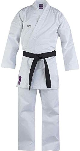 Blitz Kids Karate Suit - Zanshin Middleweight Gi Uniform - White 12oz