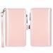 Harryshell Galaxy S10 Plus Wallet Case, Detachable PU Leather 11 Card Slots Mirror Zipper Wallet Flip Protective Case Cover Wrist Strap for Samsung Galaxy S10 Plus (Rose Gold)