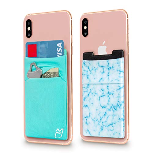 (Two) Stretchy Cell Phone Stick on Wallet Card Holder Phone Pocket for iPhone, Android and All Smartphones