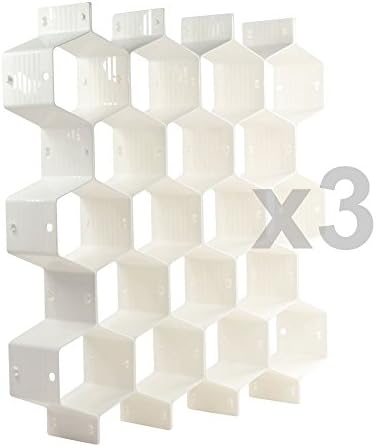 Xin store White Honeycomb Drawer Organizers Dividers for Underwear Socks Bras Ties Belts Scarves, 3 set x Cabinet Clapboard (included 24 pieces)