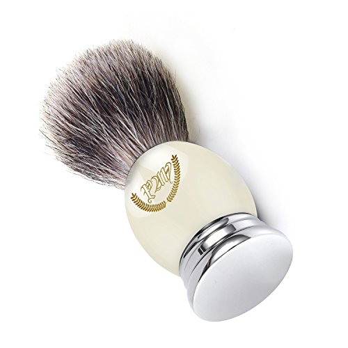 Shaving Brush, Badger Brush Shaving, Best Badger Shaving Brush, Luxury Chrome Handle, Heavy Weight, Natural Soft Badger (Metal Ivory). Professional Shaving Brush for Men, Shaving Brush 100% Natural