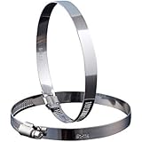 Hon&Guan 5" Stainless Steel Hose Clips Duct Clamps Adjustable Worm Drive Hose Clamp For Inline Duct Fan Pack of 2 (125mm)