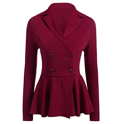 ICE Cream Fashion Women OL Style Long Sleeve Ruffles Peplum Button Blazer Elegant Slim Suit Coat