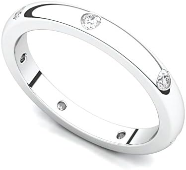 Platinum Bezel set Diamond Semi Eternity Wedding Band Ring (G-H/SI, 0.21 ct.)