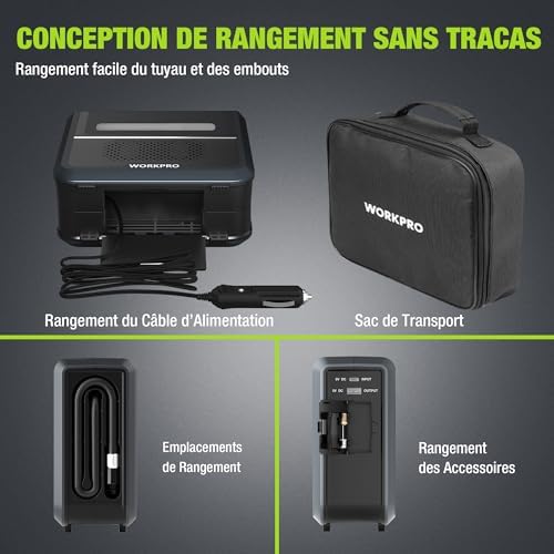 Compresseur à Air Portatif 12 V, Gonfleur Pneu Voiture 150 PSI
