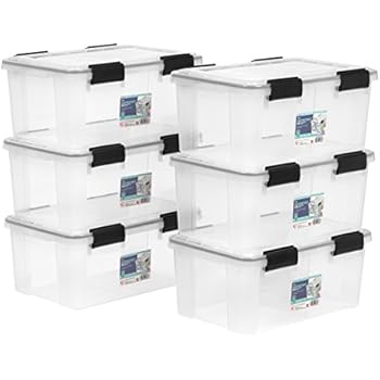IRIS USA, Inc. UCB-SS WEATHERTIGHT Storage Box, 6 Pack, 19 Quart, Clear