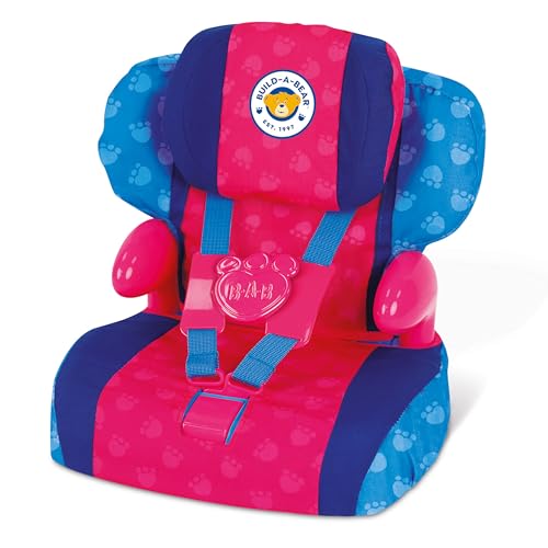 Casdon Build-A-Bear Workshop Furry Friend Toy Car Booster Seat | For Kids Aged 3+ | Use at Home or in Car | Adjustable Headrest & Seatbelt Lock | Fits Cuddly Toys | Bear Not Included