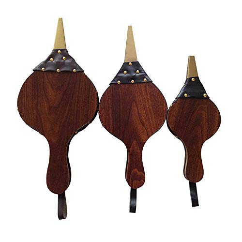 Umiwe Fireplace Bellows Fire Bellows Brown Dense Wood Material Air Blower Fire Bellow Cast Nozzle for Outdoor Camping BBQ Grill Chimney