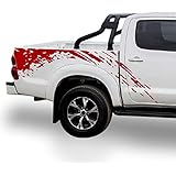 Bubbles Designs Decal Sticker Graphic Bed Splash Mud Kit Compatible with Toyota Hilux 2004-2017 (RED)
