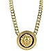 Galham - Celebrity Style Lion Head 1.88” Pendants with 18” Chunky Link Chain Necklace Gold Tone with Black Enamel