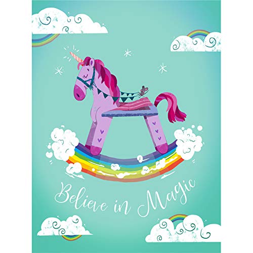 Wee Blue Coo Unicorn Believe in Magic Canvas Wall Art Print