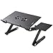 Readaeer Portable Adjustable Foldable Laptop Computer Desk Stand Table with CPU Fans Mouse Pad (Black)