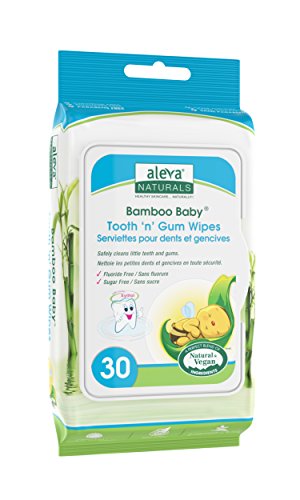 Aleva Naturals Bamboo Baby Tooth N Gum Wipes, 30 Count (Pack of 12)