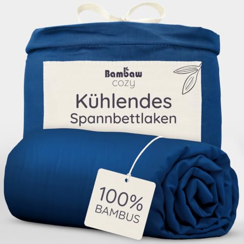 Bambaw Spannbettlaken 160x200cm Bambus, 35 cm Steghöhe, hautfreundliche Allergiker Bettwäsche, regulierende Spannbettlaken für den Sommer, kühle Bettw