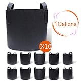 Gardzen 10-Pack 1 Gallon Grow Bags, Aeration Fabric Pots with Handles
