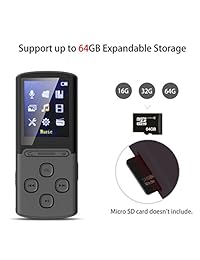 Eleston Reproductor de música MP3, 1.8 pulgadas HiFi sin pérdida de sonido Media Player integrado 8 GB soporte ampliable tarjeta micro SD a 64 GB, 48 horas de reproducción con grabadora de voz radio FM TXT HD sonido calidad auriculares