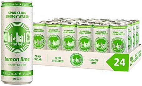Hiball Sparkling Energy Water 24x 250ml Cans, 3 Flavors Available Between Peach, Wild Berry and Lemon Lime (Lemon Lime)