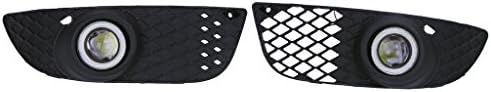 Jade Onlines 1 Pair Front Bumper Fog Lamp Grille Grill + Angel Eyes LED Convex lens Fog Light For Mitsubishi Lancer 2008-2015