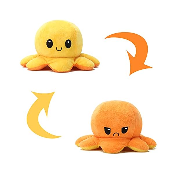 Weilisi-Reversible-Octopus-Plush-ToyOctopus-Reversible-PlushieDouble-Sided-Flip-Mood-Octopus-for-KidsGirlsBoysFriends-orange Weilisi Reversible Octopus Plush Soft Toy 20 cm,Octopus Reversible Plushie,Double Sided Flip Mood Octopus Gift for Kids…