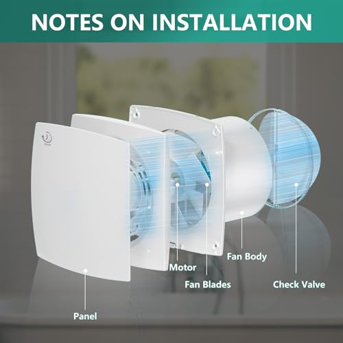 Bathroom Extractor Fan, 4"/100mm High Airflow Silent Bathroom Fan with Timer Overrun Delay Function for Bathroom Toilet Shower Wall Mount (White)