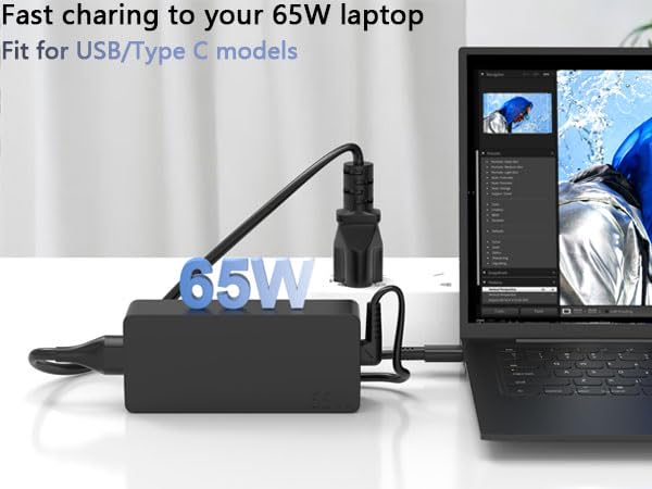 MAXPOR 65W USB C Charger Compatible with Lenovo Thinkpad T14 T15 T16 T480 T490 T580 E14 E15 E16 P14s P16s L13 X13 Thinkpad X1 Thinkbook 14 16 Yoga C940 C930 720 Type C Fast AC Adapte Power Cord Supply