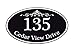Customized Home Address Sign, Aluminum 12" x 7" Oval House Number Plaque, Personalized Color Choices Available (Black) primary