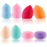 Makeup Sponges, Teenitor Makeup Blender Beauty Sponge Foundation Blending Sponge Flawless for Liquid Creams Powders Multi-color Random 8pcs(4+4)