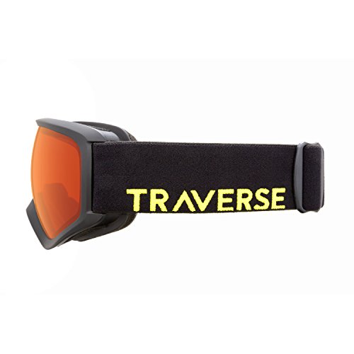 Traverse Sports Iris Youth Ski Snowboard & Snowmobile Goggles, Black/Ember