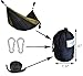 CUTEQUEEN TRADING Single Nest Parachute Nylon Fabric Hammock With Tree straps;Color: Black/Olive