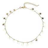 Manerson Lucky Star Choker Necklace Pendant Disc Chain Statement Necklace For Woman Jewellery Gold Tone