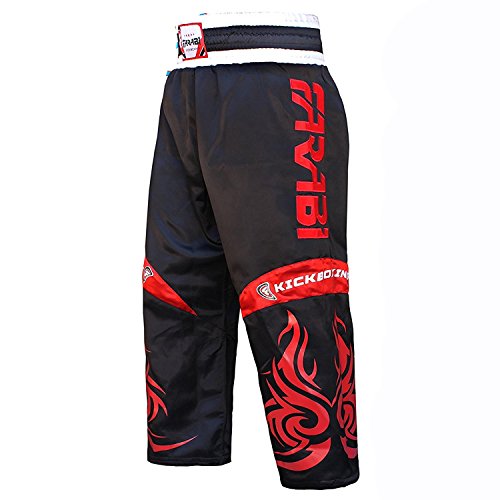 Farabi KickBoxing Trousers Pants Mix martial arts Full contact Blue Red Black Kids & Adult sizes (Black, Medium) - Thumbnail 3