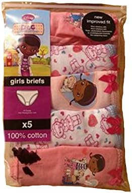 Girls Doc McStuffins Five Pack Briefs Pants 100% Cotton Lambie Hallie and Stuffy (3-4 Years)