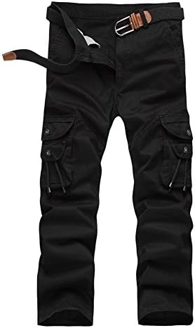 METERDE Men's Cotton Baggy Combat Army Pants Casual Work Trousers Black 33