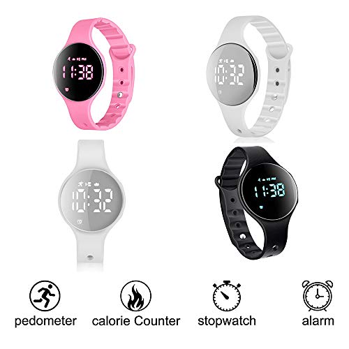 iGANK Fitness Tracker Watch, T6A Non-Bluetooth Smart Bracelet Walking Pedometer Watch Step Counter/Calorie Burned/Distance/Alarm/Stopwatch for Kids Men Women (Brightwhite)
