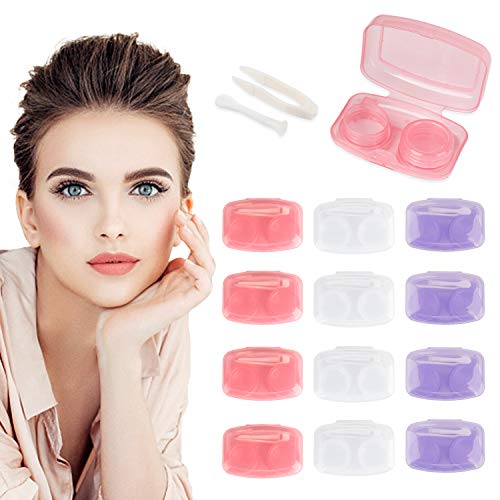 12 Pack Contact Lens Case Cute Colors Contact Lenses Case Portable Eye
