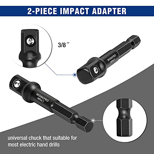 WORKPRO 15 Pieces Impact Bolt & Nut Remover Set, 3/8” Drive Bolt Extractor for Removing Stripped, Damaged, Rounded off and Rusted Bolts & Nuts