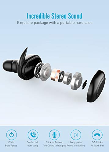 Meidong True Blueooth Wireless Earbuds Upgrade with 3D Stereo Bass Sound V4.2 in-Ear Earphone with P - //coolthings.us