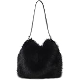Ulisty Women Small Faux Fox Fur Hobo Bag Furry Adjustable Strap Shoulder Bag Plush Purse Fashion Handbag